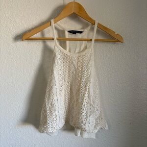 American Eagle Outfitters Cream Lace Camisole Tank Top 2000s 2016 Summer Medium
